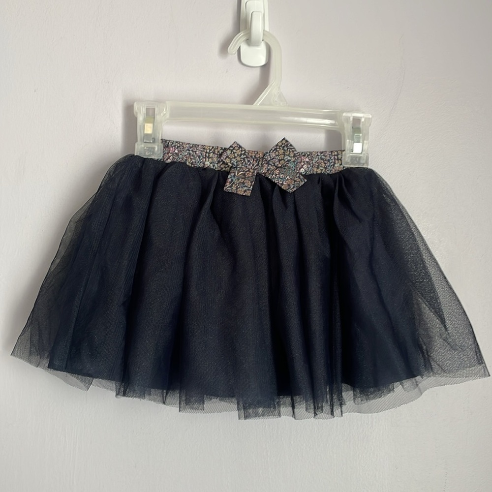 Edgehill Collection Navy Tulle Tutu Skirt with Floral Waistband Bow size 2T